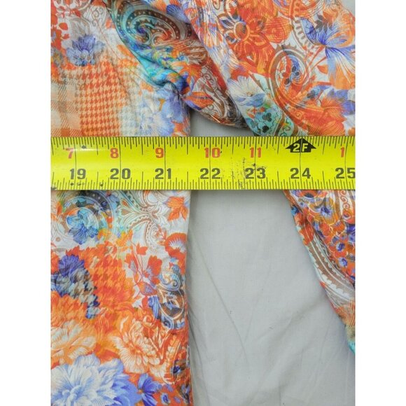 R. Lewis Orange Blue Contemporary Fit Size Large 100% Cotton Square Button Up - Picture 8 of 11